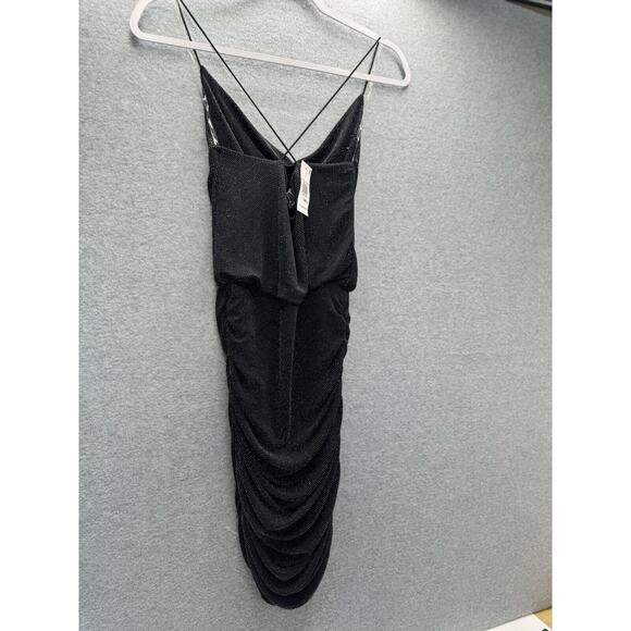 NWT Almost Famous XS Sparkle Ruched Spaghetti Straps Black mini Dress HOCO - Picture 7 of 10